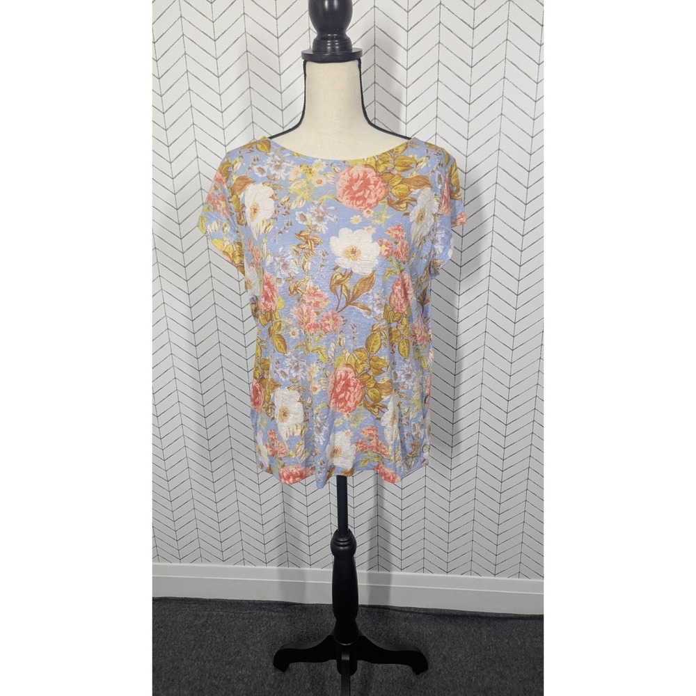 Joie‎ Blouse Women's Large Linen Floral Cottagecore Boho Coastal Granny  Career